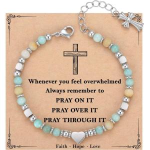 imageTONY ampamp SANDY Christian Gifts for Women Religious Cross Bracelet Jewelry Easter Basket Stuffers for Teens Kids Adults Faith Confirmation Baptism Christmas Birthday Gifts for WomenPray on it