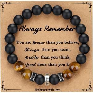 imageTONY ampamp SANDY Cross Bracelet Men Boys Christian Gifts for Teen Boys Son Grandson Nephew on Graduation Fathers Day Easter Birthday ChristmasAlways Remember  8 inches 