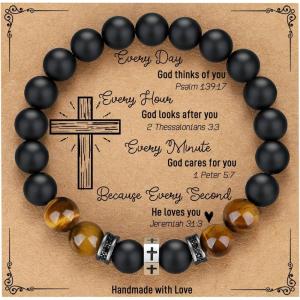 imageTONY ampamp SANDY Cross Bracelet Men Boys Christian Gifts for Teen Boys Son Grandson Nephew on Graduation Fathers Day Easter Birthday ChristmasChristian Men  8 Inches 