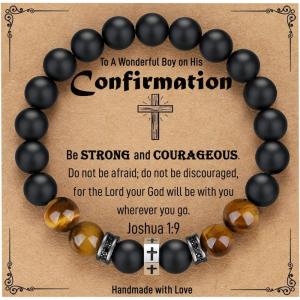 imageTONY ampamp SANDY Cross Bracelet Men Boys Christian Gifts for Teen Boys Son Grandson Nephew on Graduation Fathers Day Easter Birthday ChristmasConfirmation 8 inches