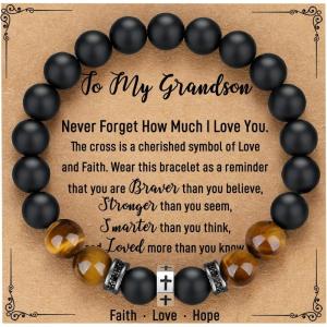 imageTONY ampamp SANDY Cross Bracelet Men Boys Christian Gifts for Teen Boys Son Grandson Nephew on Graduation Fathers Day Easter Birthday ChristmasGrandson  75 Inches 