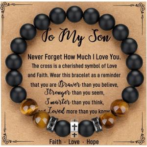 imageTONY ampamp SANDY Cross Bracelet Men Boys Christian Gifts for Teen Boys Son Grandson Nephew on Graduation Fathers Day Easter Birthday ChristmasSon  75 Inches 