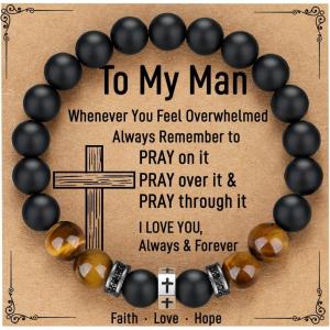 imageTONY ampamp SANDY Cross Bracelet Men Boys Christian Gifts for Teen Boys Son Grandson Nephew on Graduation Fathers Day Easter Birthday ChristmasTo My Man 8 Inches 