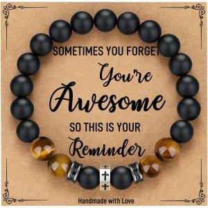 imageTONY ampamp SANDY Cross Bracelet Men Boys Christian Gifts for Teen Boys Son Grandson Nephew on Graduation Fathers Day Easter Birthday ChristmasYou are awsome  8 Inches 