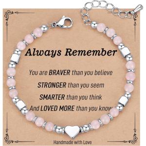 imageTONY ampamp SANDY Dainty Gemstone Bracelets for Teen Girls  Sweet Gifts for Kids Daughter Granddaughter Niece Sister on Birthday Graduation Valentines Christmas Easter Stocking StuffersRose Quartz