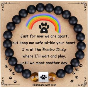 imageTONY ampamp SANDY Dog Memorial Gifts Pet Sympathy Rainbow Bridge Pet Memorial Bracelet for Men Women Girls Who Loss of Beloved Dog CatBlack Onyx  Tiger Eye
