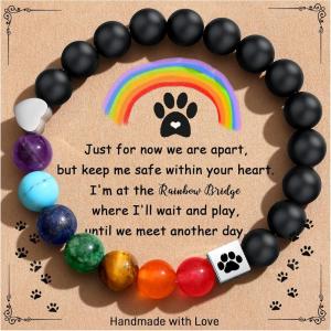 imageTONY ampamp SANDY Dog Memorial Gifts Pet Sympathy Rainbow Bridge Pet Memorial Bracelet for Men Women Girls Who Loss of Beloved Dog CatBlack Onyx