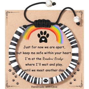 imageTONY ampamp SANDY Dog Memorial Gifts Pet Sympathy Rainbow Bridge Pet Memorial Bracelet for Men Women Girls Who Loss of Beloved Dog CatBlack White