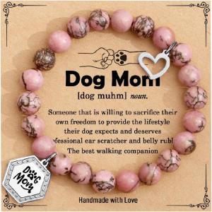 imageTONY ampamp SANDY Dog Mom Bracelets  Unique Gifts for Women  Birthday Mothers Day Christmas  Small Gifts for New Puppy Owners  Fur Mama PresentsRhodonite