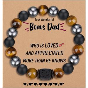 imageTONY ampamp SANDY Natural Stone Bracelets for Men Boys Son Grandson Nephew Boyfriend Dad Step Dad  Birthday Christmas Easter Gifts for Teens Boys Him Men AdultsTo My Step Dad