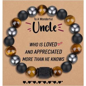imageTONY ampamp SANDY Natural Stone Bracelets for Men Boys Son Grandson Nephew Boyfriend Dad Step Dad  Birthday Christmas Easter Gifts for Teens Boys Him Men AdultsTo My Uncle