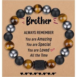 imageTONY ampamp SANDY Natural Stone Bracelets for Men Boys Son Grandson Nephew Boyfriend Dad Step Dad  Birthday Christmas Easter Gifts for Teens Boys Him Men AdultsTo My Brother
