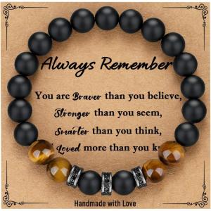 imageTONY ampamp SANDY Natural Stone Bracelets for Men Boys Son Grandson Nephew Boyfriend Dad Step Dad  Birthday Christmas Easter Gifts for Teens Boys Him Men AdultsTo My Boy