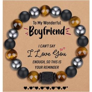 imageTONY ampamp SANDY Natural Stone Bracelets for Men Boys Son Grandson Nephew Boyfriend Dad Step Dad  Birthday Christmas Easter Gifts for Teens Boys Him Men AdultsTo My Boyfriend
