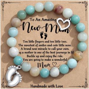 imageTONY ampamp SANDY New Mom Gifts Bracelets for First Time Moms on Mothers Day Birthday Christmas Stocking StuffersA  New Mom  Amazonite