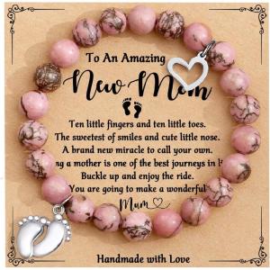 imageTONY ampamp SANDY New Mom Gifts Bracelets for First Time Moms on Mothers Day Birthday Christmas Stocking StuffersA  New Mom  Rhodonite