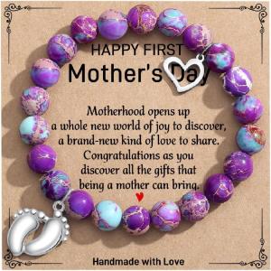 imageTONY ampamp SANDY New Mom Gifts Bracelets for First Time Moms on Mothers Day Birthday Christmas Stocking StuffersImperial Jasper  First Mothers Day