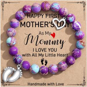 imageTONY ampamp SANDY New Mom Gifts Bracelets for First Time Moms on Mothers Day Birthday Christmas Stocking StuffersImperial Jasper First Mothers Day  A