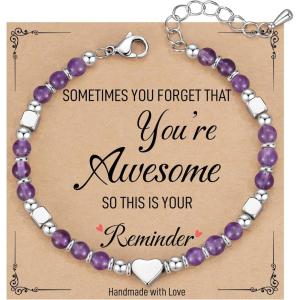 imageTONY ampamp SANDY Tiny Beaded Bracelets for Women Sometimes You Forget Youre Awesome Unique Gifts for Women Mom Daughter Wife Coworkers Best Friend Bestie GranddaughterAmethyst