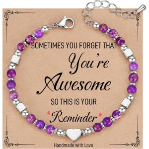 imageTONY ampamp SANDY Tiny Beaded Bracelets for Women Sometimes You Forget Youre Awesome Unique Gifts for Women Mom Daughter Wife Coworkers Best Friend Bestie GranddaughterImperial Jasper