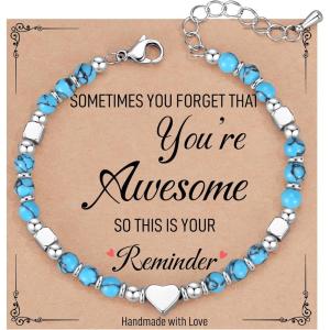 imageTONY ampamp SANDY Tiny Beaded Bracelets for Women Sometimes You Forget Youre Awesome Unique Gifts for Women Mom Daughter Wife Coworkers Best Friend Bestie GranddaughterTurquoise