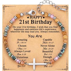 imageTONY ampamp SANDY Cross Bracelet for Women Christian Gifts for Women Confirmation Baptism Easter Gifts Unique Gift for Friends Daughter Mom Sister in Christ Niece on Birthday ChristmasHappy 21st