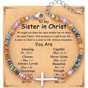 imageTONY ampamp SANDY Cross Bracelet for Women Christian Gifts for Women Confirmation Baptism Easter Gifts Unique Gift for Friends Daughter Mom Sister in Christ Niece on Birthday ChristmasSister in Christ
