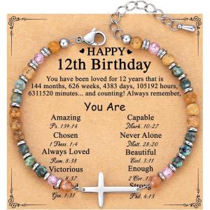 imageTONY ampamp SANDY Cross Bracelet for Women Christian Gifts for Women Confirmation Baptism Easter Gifts Unique Gift for Friends Daughter Mom Sister in Christ Niece on Birthday ChristmasHappy 12th