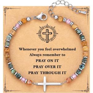imageTONY ampamp SANDY Christian Gifts for Women Cross Bracelet Confirmation Baptism Easter Gift Unique Gifts for Women Birthday Christmas Stocking Stuffers for Teens AdultsPray on it