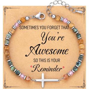 imageTONY ampamp SANDY Christian Gifts for Women Cross Bracelet Confirmation Baptism Easter Gift Unique Gifts for Women Birthday Christmas Stocking Stuffers for Teens AdultsYou are Awesome
