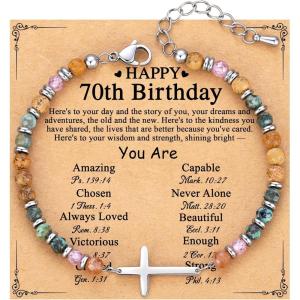 imageTONY ampamp SANDY Cross Bracelet for Women Christian Gifts for Women Confirmation Baptism Easter Gifts Unique Gift for Friends Daughter Mom Sister in Christ Niece on Birthday ChristmasHappy 70th
