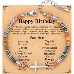 imageTONY ampamp SANDY Cross Bracelet for Women Christian Gifts for Women Confirmation Baptism Easter Gifts Unique Gift for Friends Daughter Mom Sister in Christ Niece on Birthday ChristmasHappy Birthday