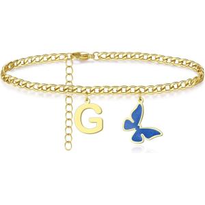 imageAnkle Bracelets for Women  Initial 18K Gold Plated Anklets for Women Teen Girls Waterproof Summer Jewelry Foot Butterfly Anklet  Personalized Mothers Day Birthday Gifts for Her Girls Mom Daughter G