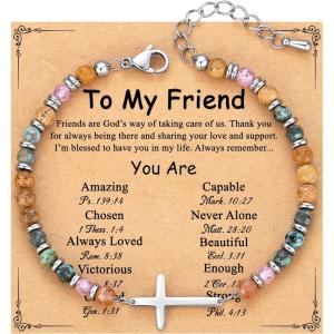 imageTONY ampamp SANDY Christian Cross Bracelet for Women Valentines Day Gifts for Her Confirmation Baptism Easter Gifts Unique Gift for Friends Daughter Mom Sister in Christ Birthday ChristmasFriend