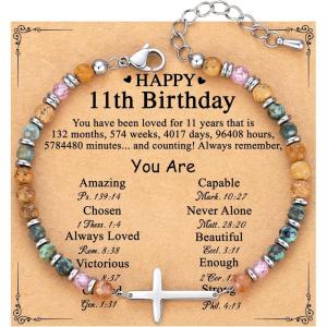 imageTONY ampamp SANDY Christian Cross Bracelet for Women Valentines Day Gifts for Her Confirmation Baptism Easter Gifts Unique Gift for Friends Daughter Mom Sister in Christ Birthday ChristmasHappy 11th