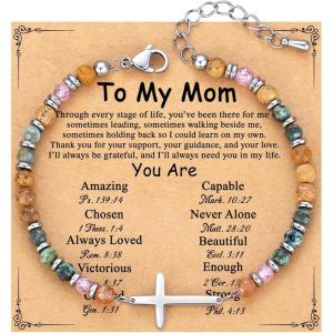 imageTONY ampamp SANDY Christian Cross Bracelet for Women Valentines Day Gifts for Her Confirmation Baptism Easter Gifts Unique Gift for Friends Daughter Mom Sister in Christ Birthday ChristmasMom