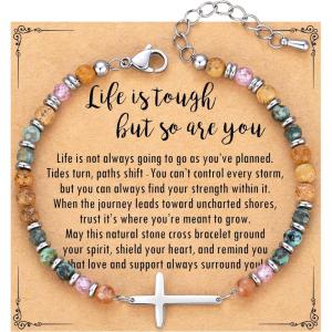 imageTONY ampamp SANDY Christian Cross Bracelet for Women Valentines Day Gifts for Her Confirmation Baptism Easter Gifts Unique Gift for Friends Daughter Mom Sister in Christ Birthday ChristmasLife is tough but so are you