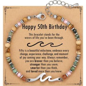 imageTONY ampamp SANDY Friend Gifts for Women Unique Valentines Day Gifts for Her Sister Gifts from Sister Wave Bracelet Christmas Birthday Gifts for Women Bestie Friendship BraceletsHappy 50th