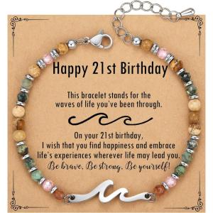 imageTONY ampamp SANDY Friend Gifts for Women Unique Valentines Day Gifts for Her Sister Gifts from Sister Wave Bracelet Christmas Birthday Gifts for Women Bestie Friendship BraceletsHappy 21st