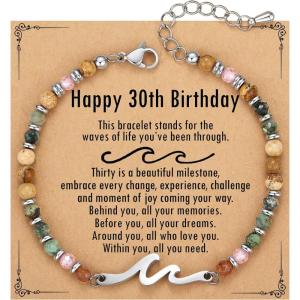 imageTONY ampamp SANDY Friend Gifts for Women Unique Valentines Day Gifts for Her Sister Gifts from Sister Wave Bracelet Christmas Birthday Gifts for Women Bestie Friendship BraceletsHappy 30th