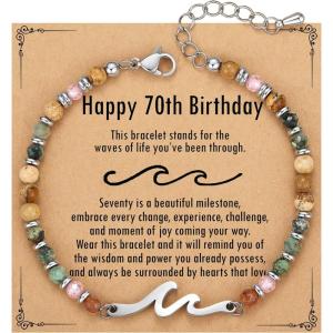 imageTONY ampamp SANDY Friend Gifts for Women Unique Valentines Day Gifts for Her Sister Gifts from Sister Wave Bracelet Christmas Birthday Gifts for Women Bestie Friendship BraceletsHappy 70th