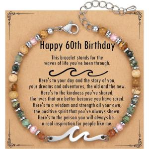 imageTONY ampamp SANDY Friend Gifts for Women Unique Valentines Day Gifts for Her Sister Gifts from Sister Wave Bracelet Christmas Birthday Gifts for Women Bestie Friendship BraceletsHappy 60th