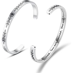image:imageTONY amp SANDY Cuff Bracelets for Women Teen Girls Best Friend Sister Mom Daughter Granddaughter Easter Birthday Mothers Day Christmas Stocking Stuffers for Teen Girls Women Jewelry1  You are loved you are valued you are beautiful