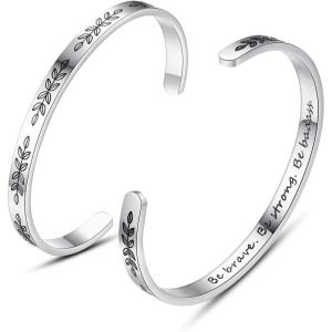image:imageTONY amp SANDY Cuff Bracelets for Women Teen Girls Best Friend Sister Mom Daughter Granddaughter Easter Birthday Mothers Day Christmas Stocking Stuffers for Teen Girls Women Jewelry1  Be brave be strong be badass