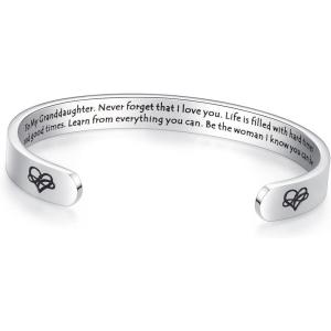 image:imageTONY amp SANDY Cuff Bracelets for Women Teen Girls Best Friend Sister Mom Daughter Granddaughter Easter Birthday Mothers Day Christmas Stocking Stuffers for Teen Girls Women Jewelry1  Granddaughter Gifts  To my granddaughter never forget that I love you