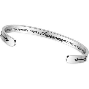 image:imageTONY amp SANDY Inspirational Bracelets for Women Teen Girls Personalized Gifts for Daughter Granddaughter Mom Sister Friends Stainless Steel Engraved Cuff Birthday Easter ChristmasA  Sometimes you forget you re awesome so this is your reminder
