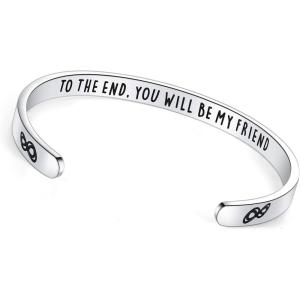 image:imageTONY amp SANDY Inspirational Bracelets for Women Teen Girls Personalized Gifts for Daughter Granddaughter Mom Sister Friends Stainless Steel Engraved Cuff Birthday Easter ChristmasA  Friends Gifts To the end you will be my friend