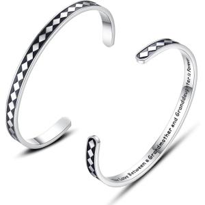 image:imageTONY amp SANDY Inspirational Bracelets for Women Teen Girls Personalized Gifts for Daughter Granddaughter Mom Sister Friends Stainless Steel Engraved Cuff Birthday Easter ChristmasA  Grandmother Granddaughter Gifts  The love between a grandmother and granddaughter is forever