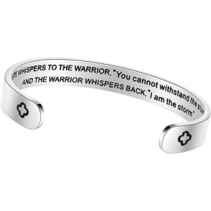 image:imageTONY amp SANDY Inspirational Bracelets for Women Teen Girls Personalized Gifts for Daughter Granddaughter Mom Sister Friends Stainless Steel Engraved Cuff Birthday Easter ChristmasFate whispers to the warrior you cannot withstand the storm