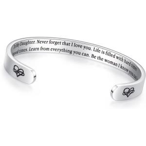 image:imageTONY amp SANDY Inspirational Bracelets for Women Teen Girls Personalized Gifts for Daughter Granddaughter Mom Sister Friends Stainless Steel Engraved Cuff Birthday Easter ChristmasA  Daughter Gifts  Never forget that I love youBe the woman I know you can be